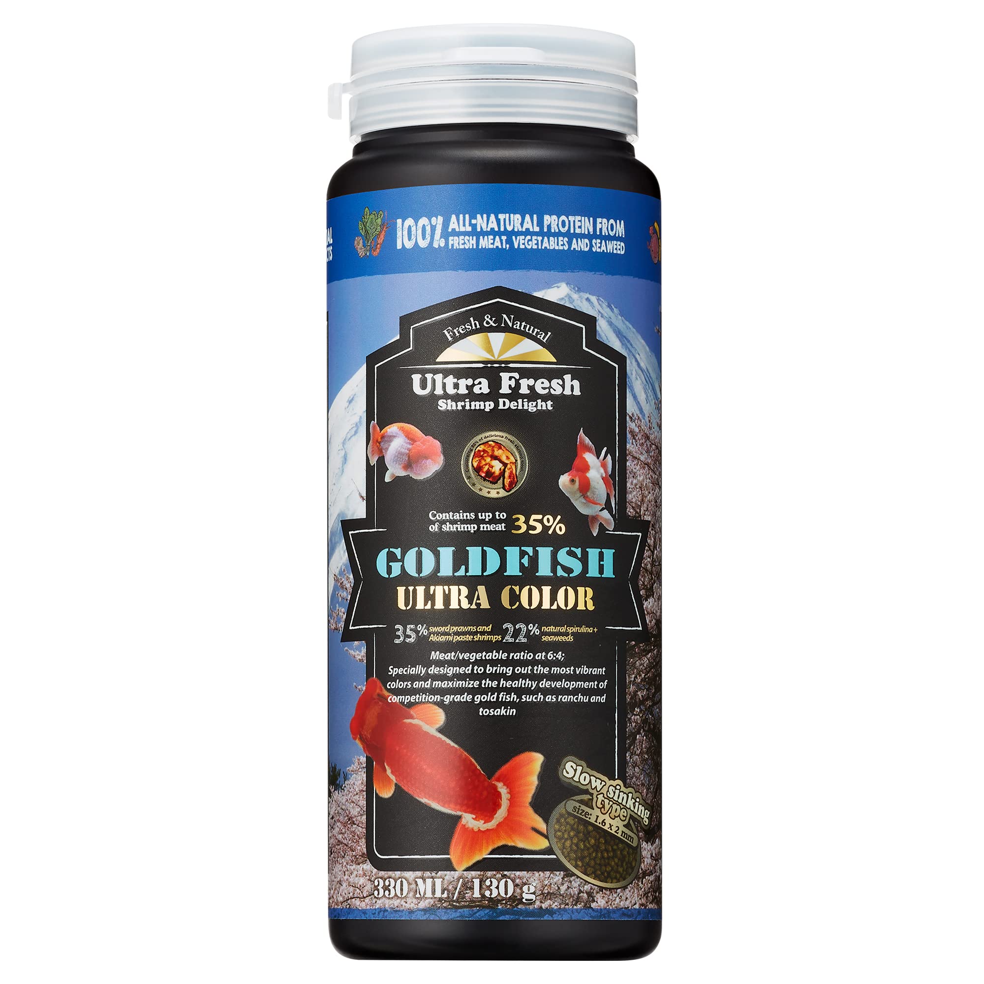 Ultra Fresh Sinking Goldfish Food, Color Enhancing, Balanced Diet, All Natural Ingredients, Clear Water Formula, Slow Sinking Go