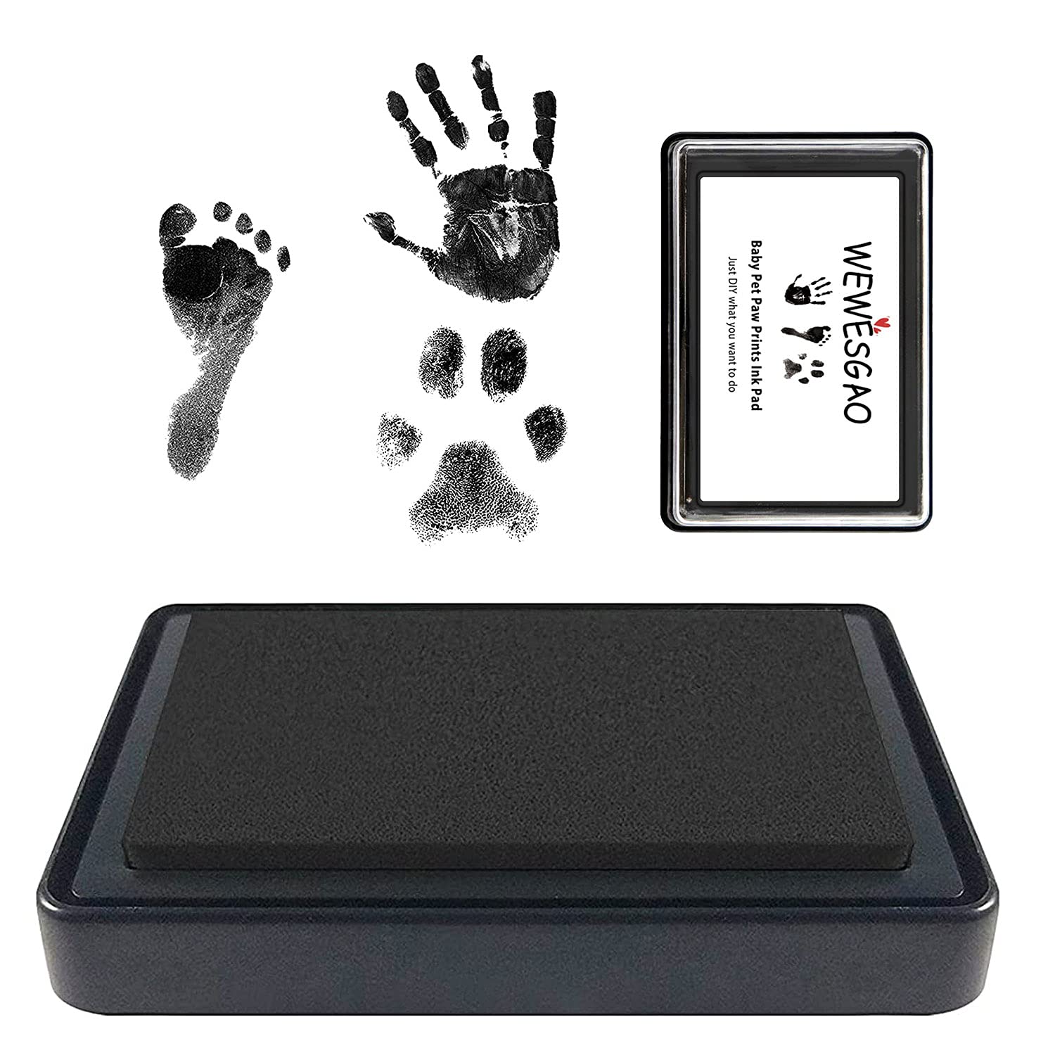 WEWESgAO Ink Pads for Baby Footprints and Pet Paw Print kit,Non-Toxic and Acid-Free Ink, Easy to Wipe and Wash Off Skin, Smudge