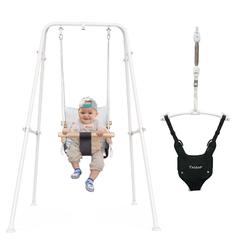 RAGOZONERY 2 in 1 Baby Jumper with Toddler Swing, Baby Jumpers and Bouncers,Indoor Outdoor Toddler Swing Set