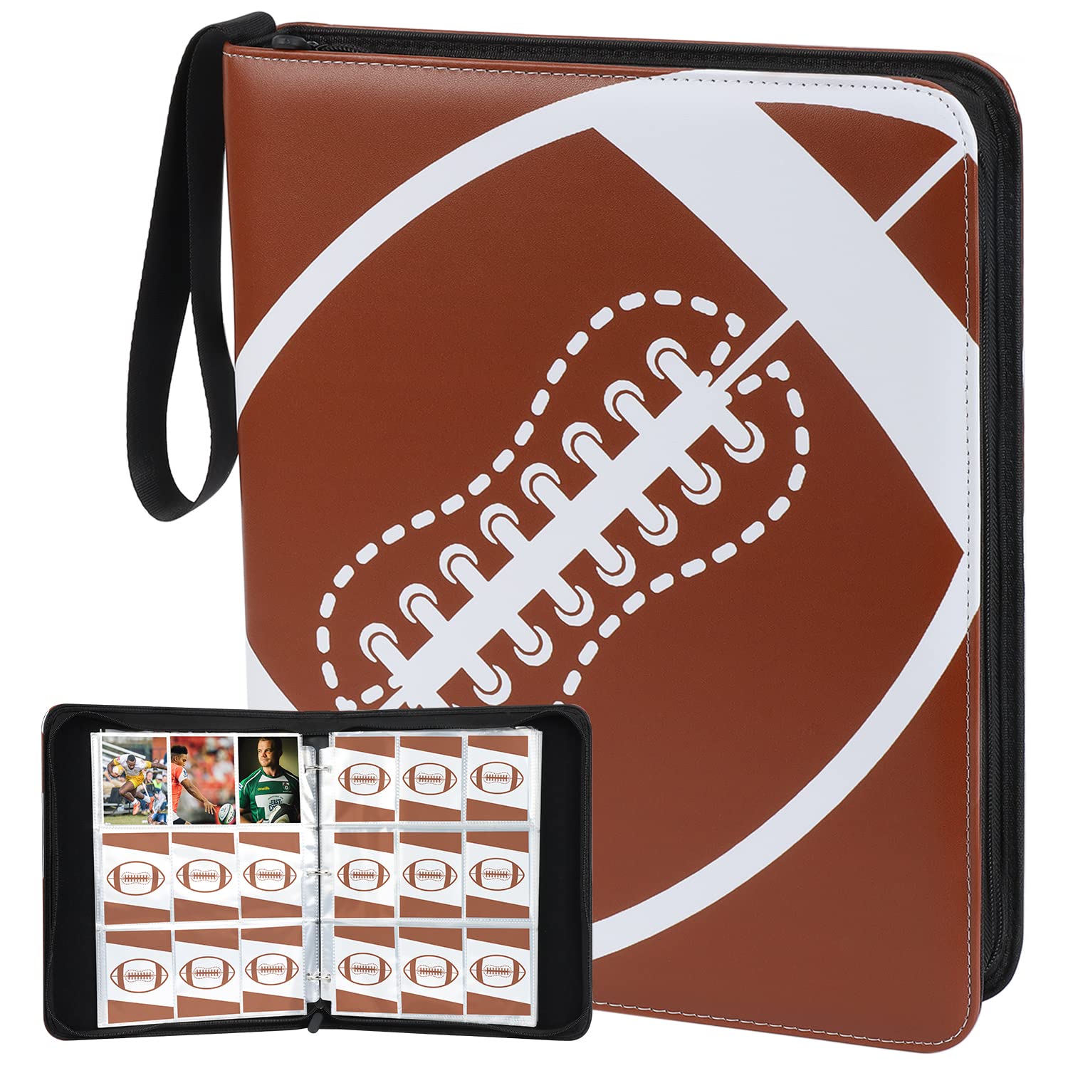 FunreemaG 900 cards Football card Binder Sleeves for Trading cards,Football 3 Ring card Binder Hold Up to 900 cards,Trading card collector