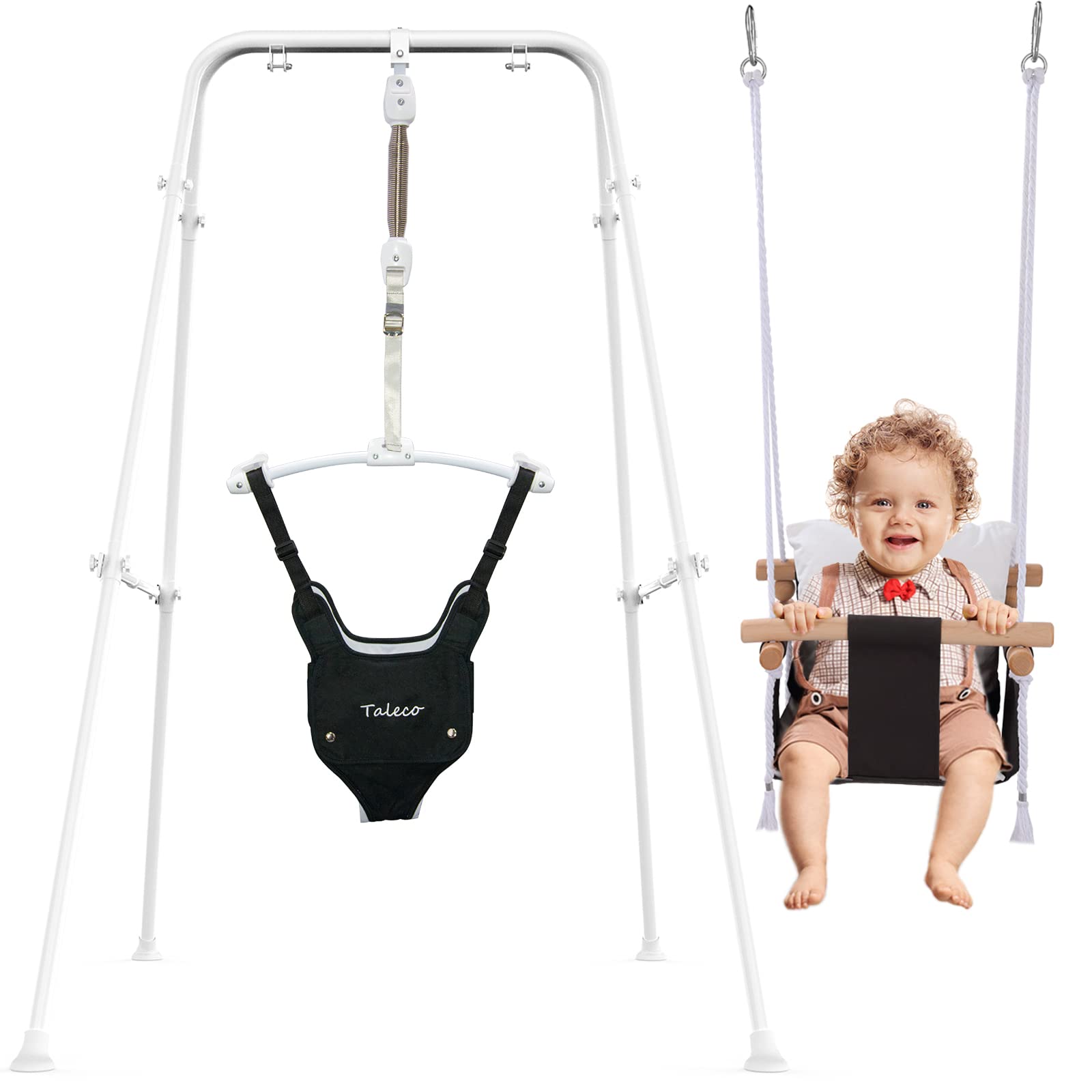 g taleco gear 2 in 1 Baby Jumper & Swing, Baby Jumper for Indoor and Outdoor Use, Baby Swing with Foldable Stand, Stable Toddler Swing Set
