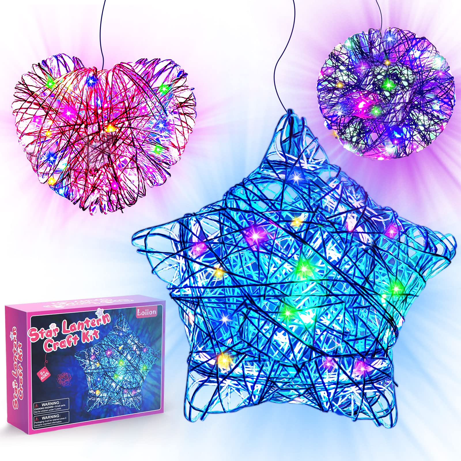 Loiion Lantern craft Kit-Arts and crafts for Kids 8-12-Birthday gift for 8  9 10 11 12 Year Old girls and Boys-creative DIY Strin