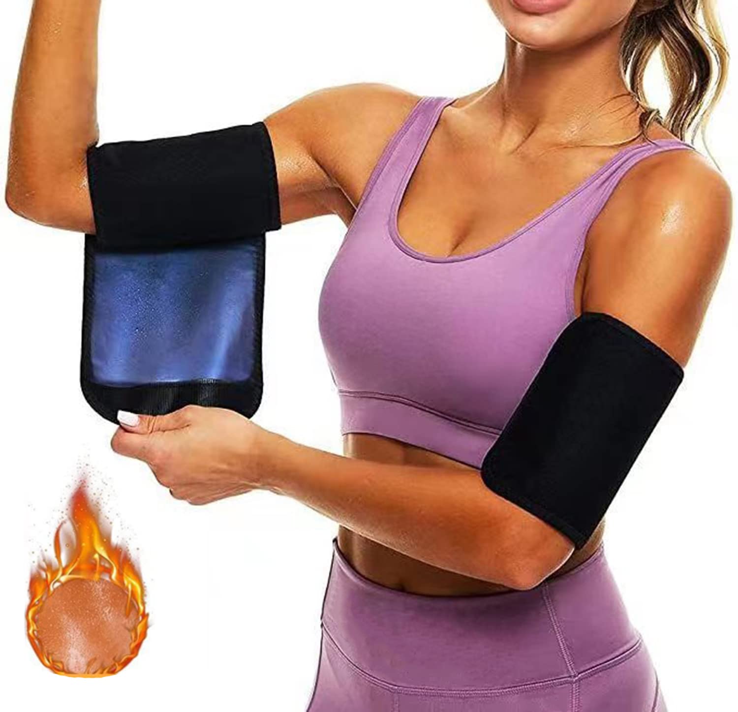 Lancsdom Arm Trimmers for Women & Men,Sauna Sweat Arm Trainer,Adjustable Sweat Arm Shaper Bands(a pair)