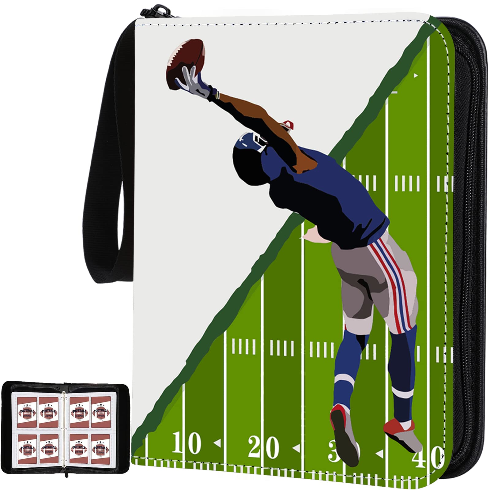 YDEPLVEO Football card Binder with Sleeves, 400 Pocket Football card Holder for Trading cards Sports cards Folder Football collector Albu