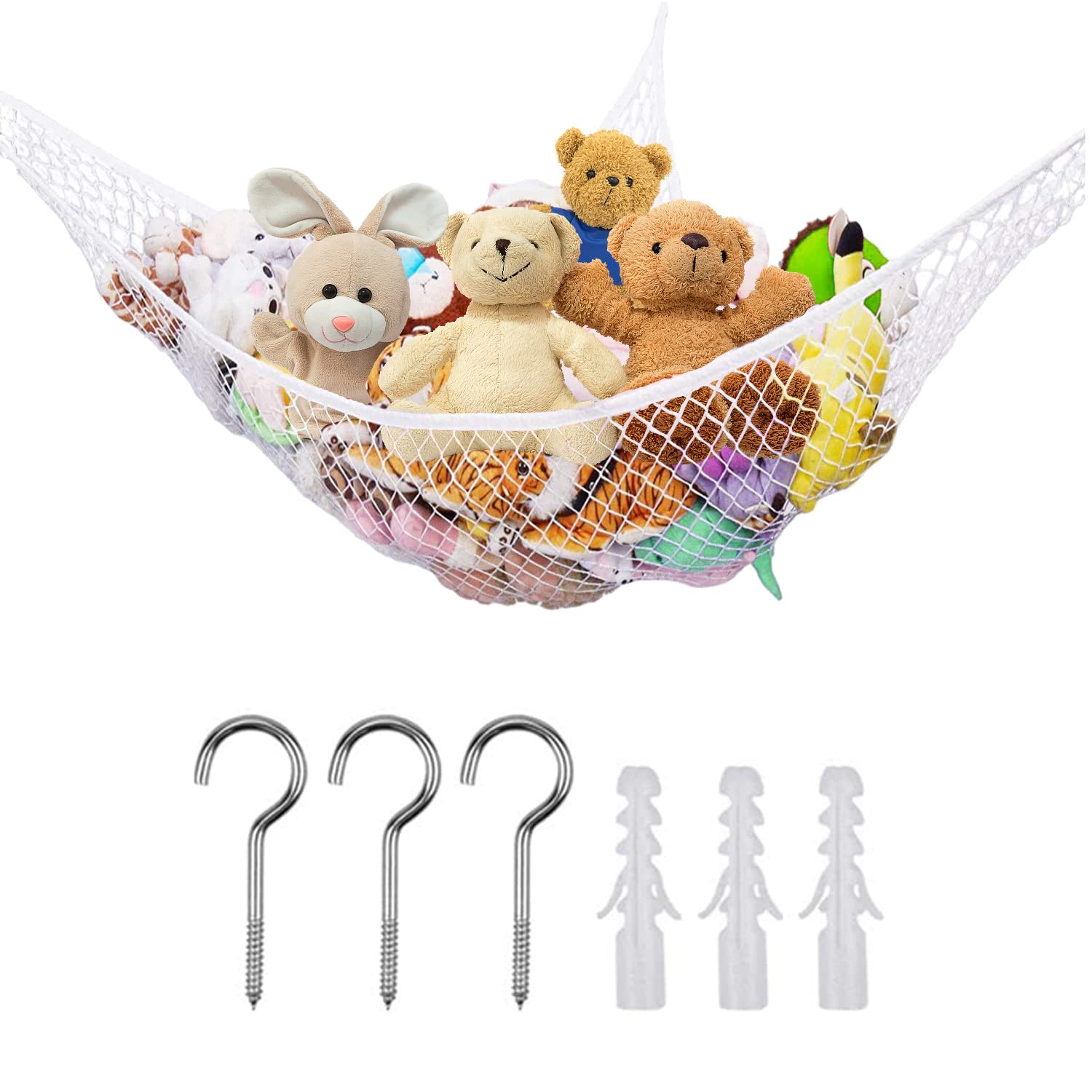 UHFi Stuffed Animal Net or Hammock,Toy Net Hammock for Stuffed Animals, Macrame Corner Toy Hammock,Hanging Storage Nets Organizer for