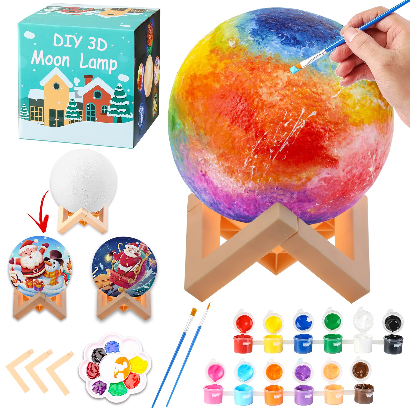 weceit Paint Your Own Moon Lamp Kit, christmas gifts, DIY 3D Moon Light  cool galaxy Lamp christmas crafts Ages 4-8, creativity Arts & c