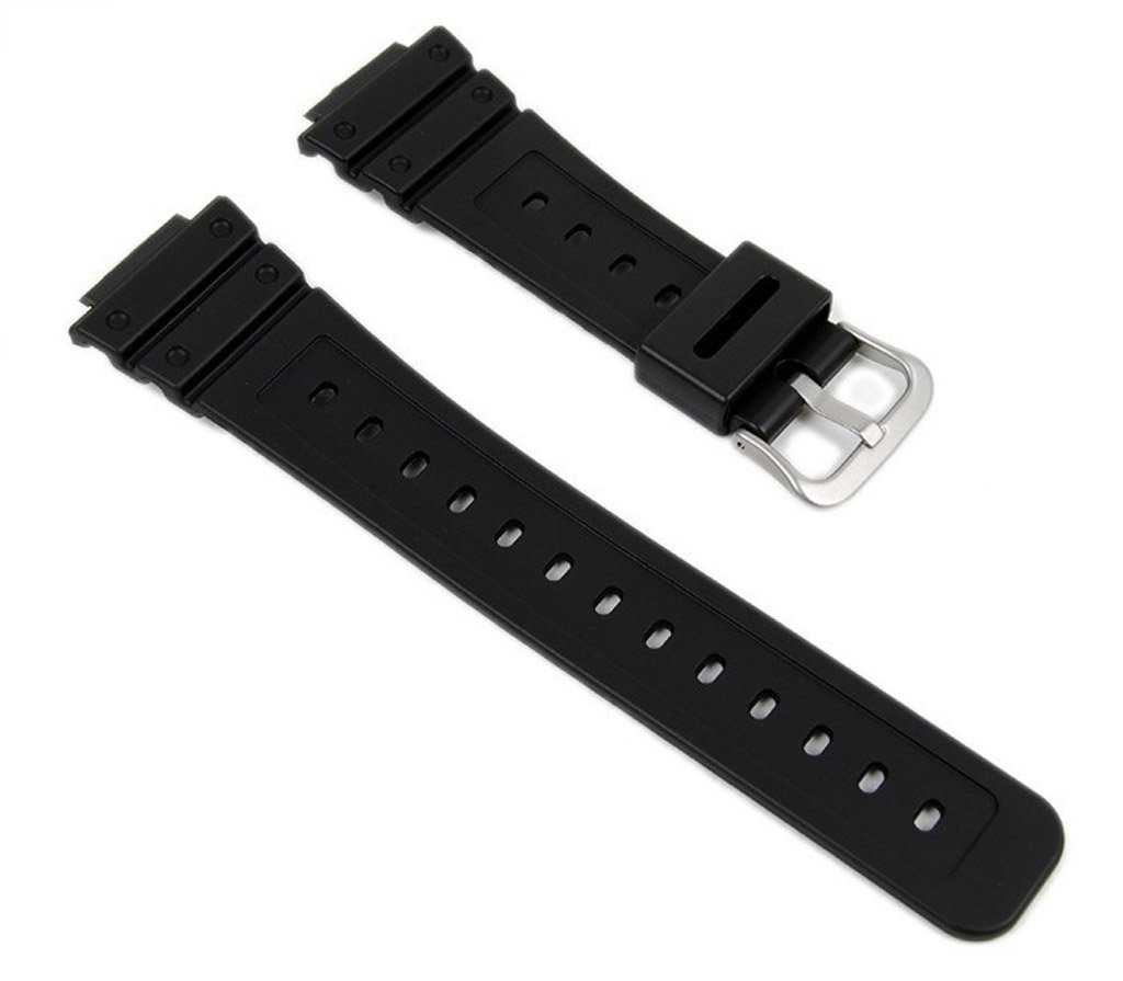 Casio genuine Replacement for Watch Band 16mm Black Rubber Strap #10410406 casio DW-5600BB-1, DW-5600BB-1E, DW-D5600P-1E