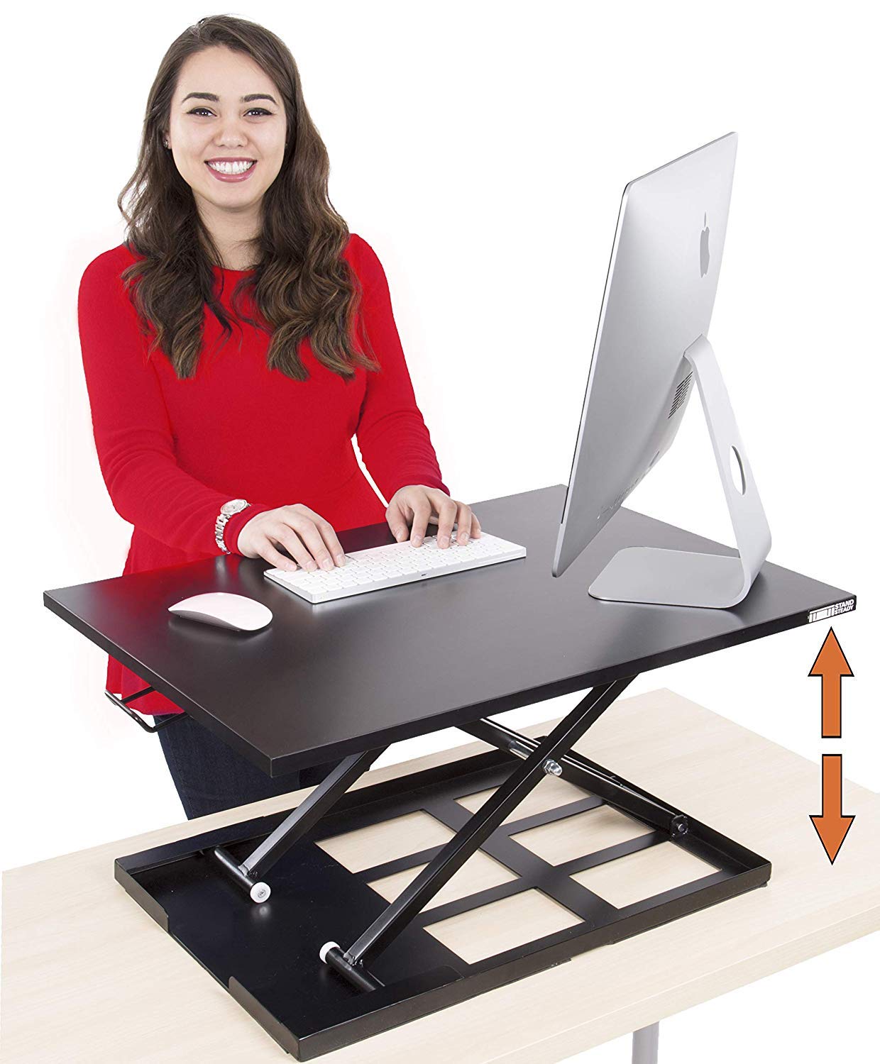 MEDA Standing Desk  Instantly convert Any Desk into a SitStand up Desk, Height-Adjustable, Fully Assembled Desk converter (Black