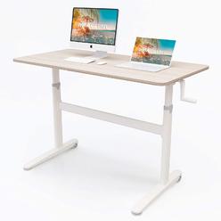 Win Up Time Manual Standing Desk Adjustable Height- crank Standing Desk 48 x 24 Inches Sit Stand Desk Frame & Top, Stand Up Desk