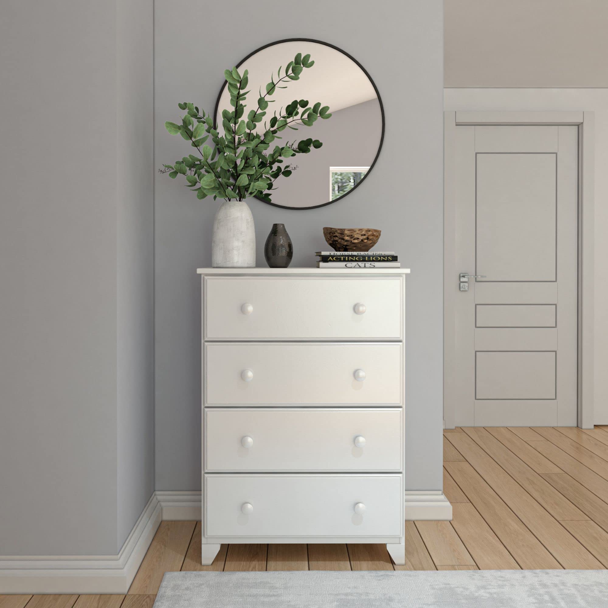 Plank+Beam classic 4-Drawer Wood Dresser, Small Dresser for Bedroom, chest of Drawers, White