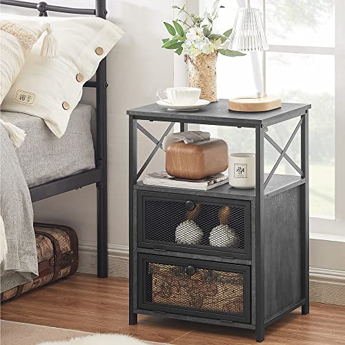 VECELO Nightstand, End Table with flip Drawer, Night Stand for Bedroom