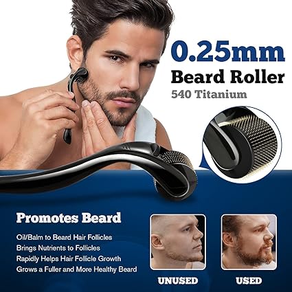 9Oine Beard Growth Kit for Men, Derma Roller for Beard Growth Care