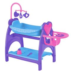 American Plastic Toys All-In-1 Nursery Playset, Doll Furniture, Crib, Feeding Station, Learn To Nurture And Care, Bpa-Free, Ages