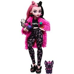 Monster High Doll, Draculaura Creepover Party Set with Pet Bat Count Fabulous, Sleepover Clothes and Accessories, Colors and dec