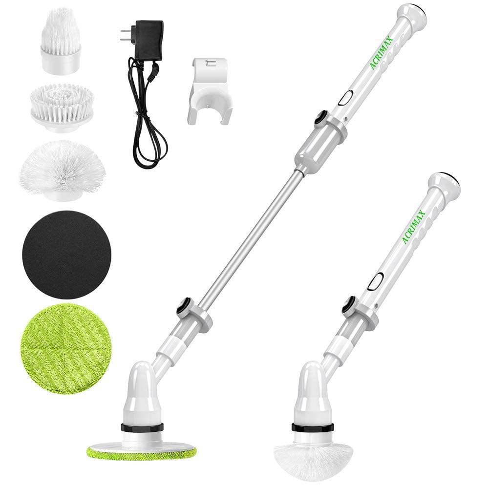 ACRIMAX Acrimax Electric Spin Scrubber, Cordless Floor Scrubber Power  Bathroom Shower Scrubber With 5 Replaceable Cleaning Brush Heads A