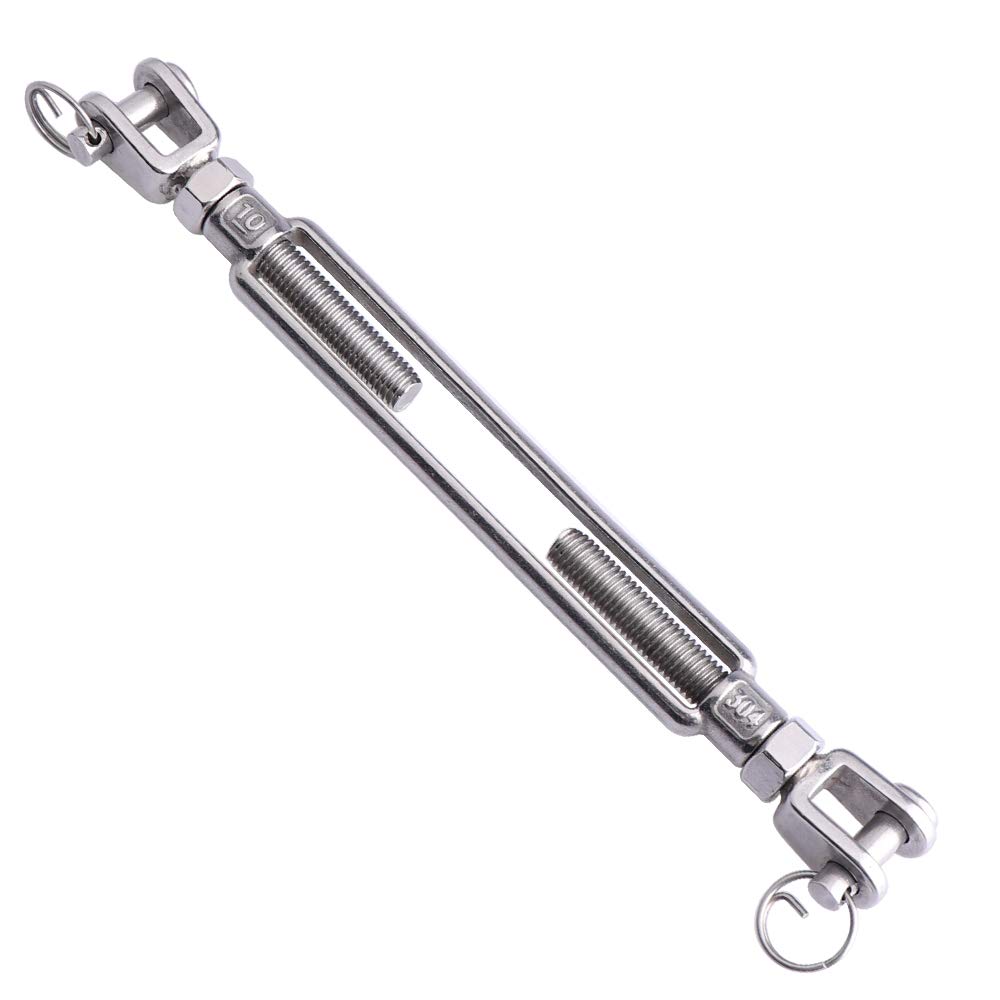 Lordhardware Stainless Steel 38 Inch M10 Jaw & Jaw Turnbuckle 1200 Lbs Load For Wire Rope Cable Tension