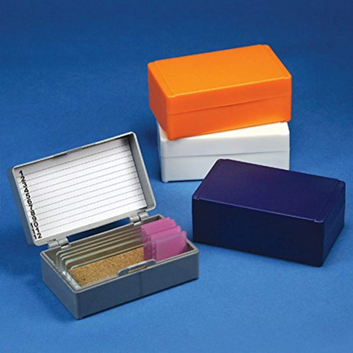 Globe Scientific 513072G ABS Plastic Cork Lined Slide Storage Box for 12 Slides, Dark Gray