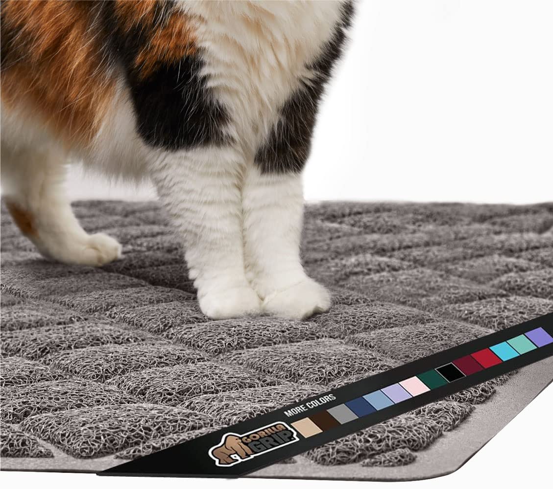 Gorilla Grip Thick Cat Litter Trapping Mat, 35X23, Less Waste, Traps Mess From Box For Cleaner Floors, Stays In Place For Cats,