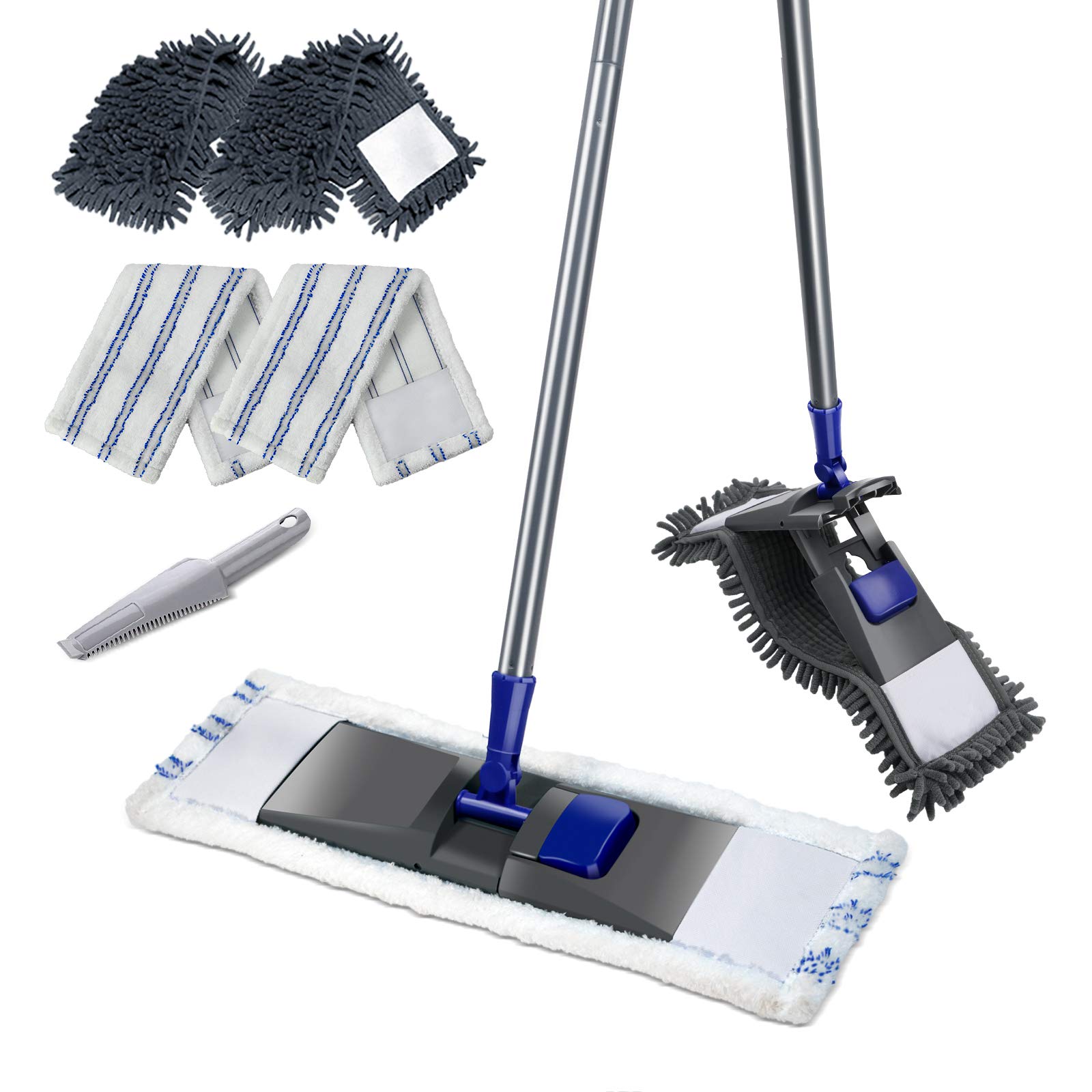 Mastertop Professional Microfiber Mop - Microfiber Sweeper Dust Mop,Wet & Dry Floor Cleaning Mop, 4 Replaceable Washable Mop Pad