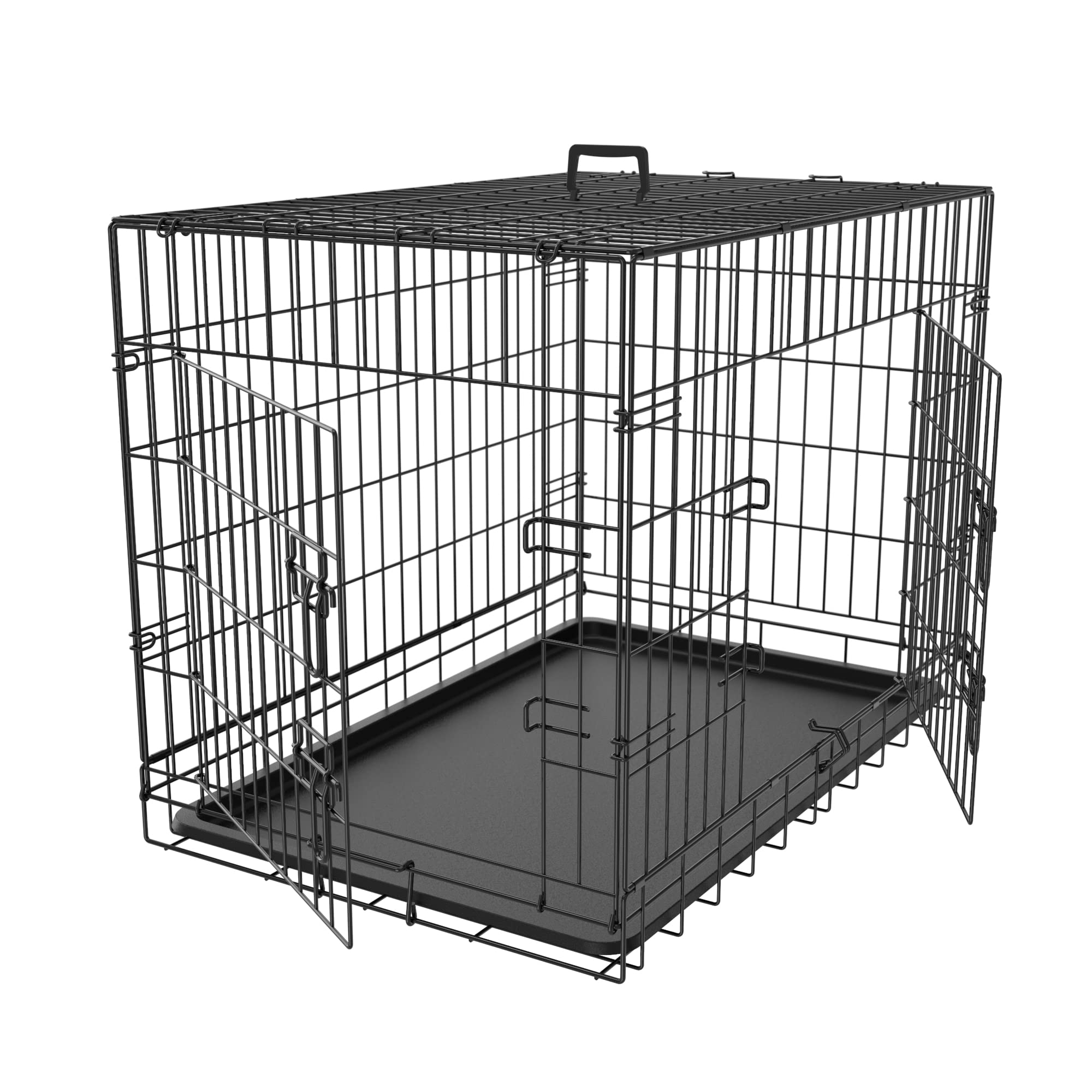 Pet Republic 303642Inches Double Door Dog Crate Folding Metal Wire Dog Kennel Cage With Tray For Smallmediumlarge Dogs Indoor Outdoor Travel