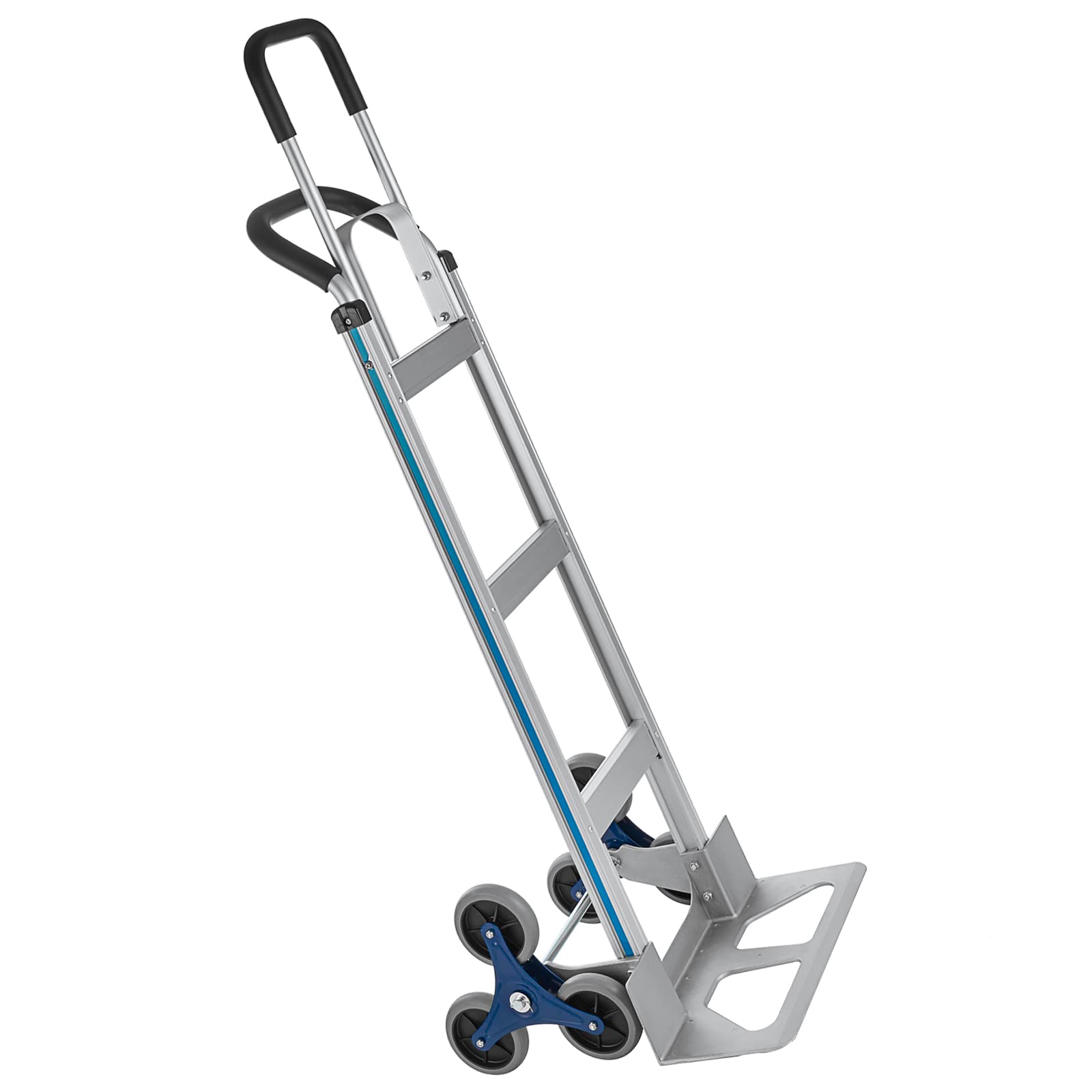 Topdeep 2 In 1 Aluminum Hand Truck 650 Lb Capacity, Heavy Duty Stair Climbing Cart With 6 Wheels, Convertible Hand Truck And Dol