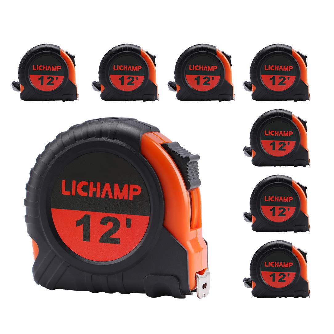 Lichamp Tape Measure 12 Ft, 8 Pack Bulk Easy Read Measuring Tape Retractable  With Fractions 18