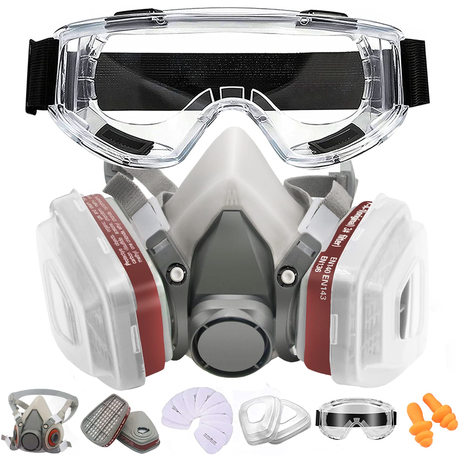 First Sky Reusable Half Facepiece Respirator With Filters And Goggle
