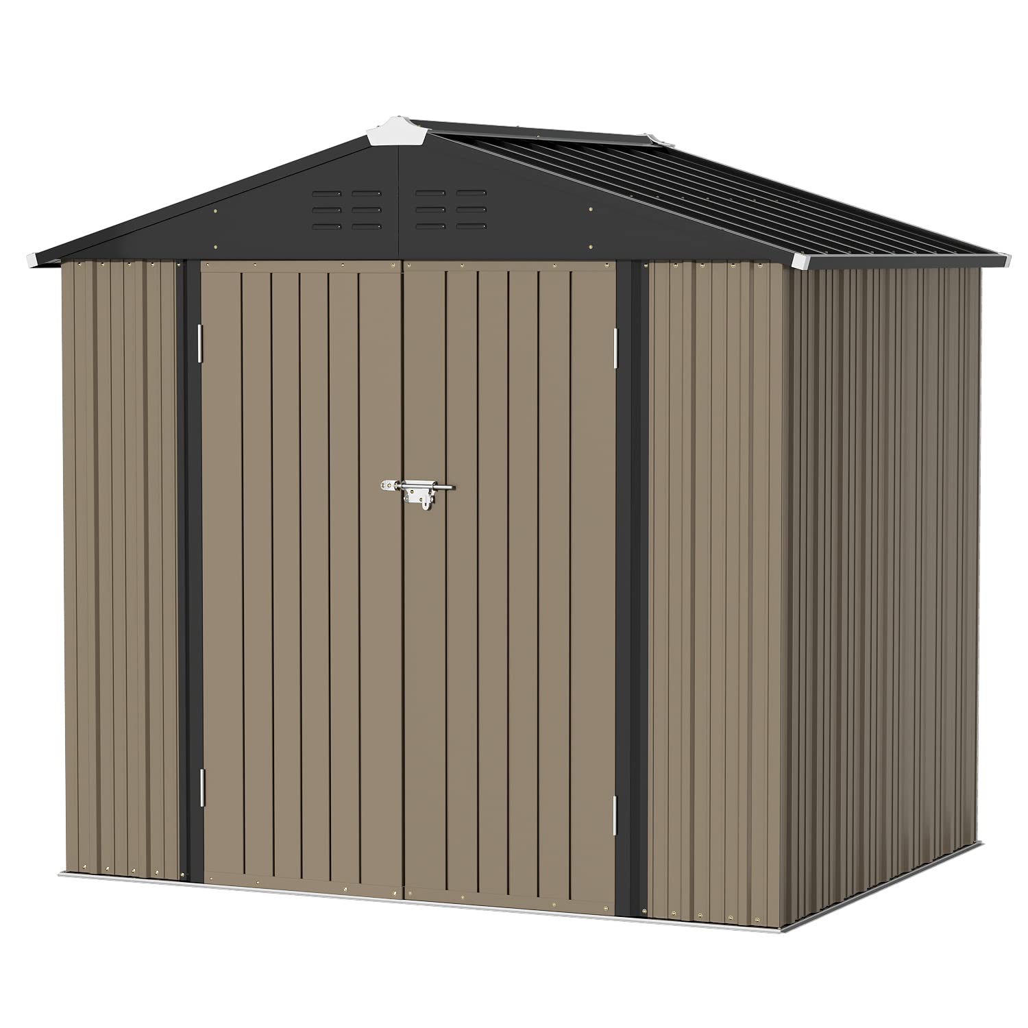 Greesum Metal Outdoor Storage Shed 8Ft X 6Ft, Steel Utility Tool Shed Storage House With Door & Lock, Metal Sheds Outdoor Storag