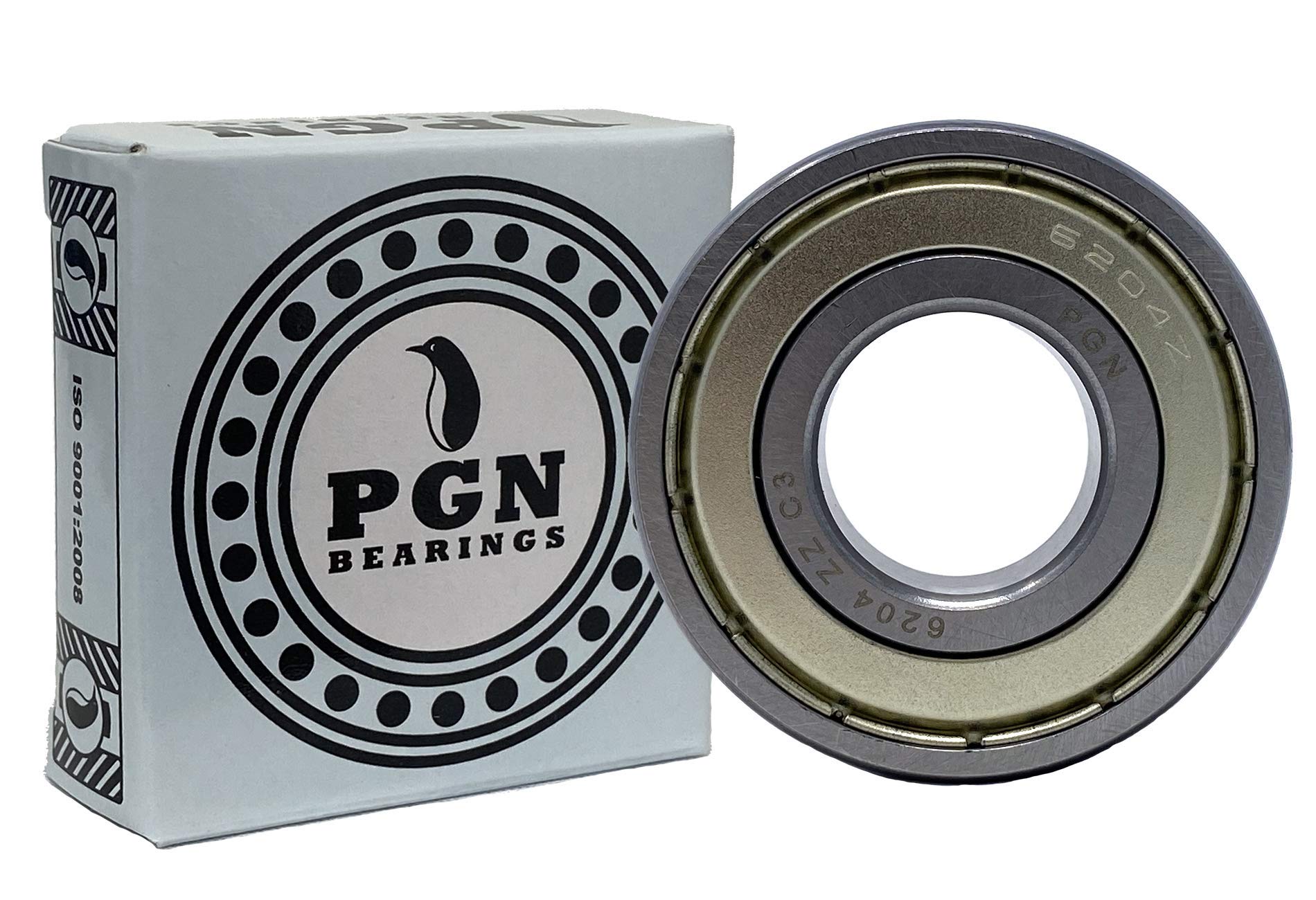 PGN Bearings (2 Pack) Pgn 6204-Zz Shielded Ball Bearing - C3-20X47X14 - Chrome Steel - Lubricated