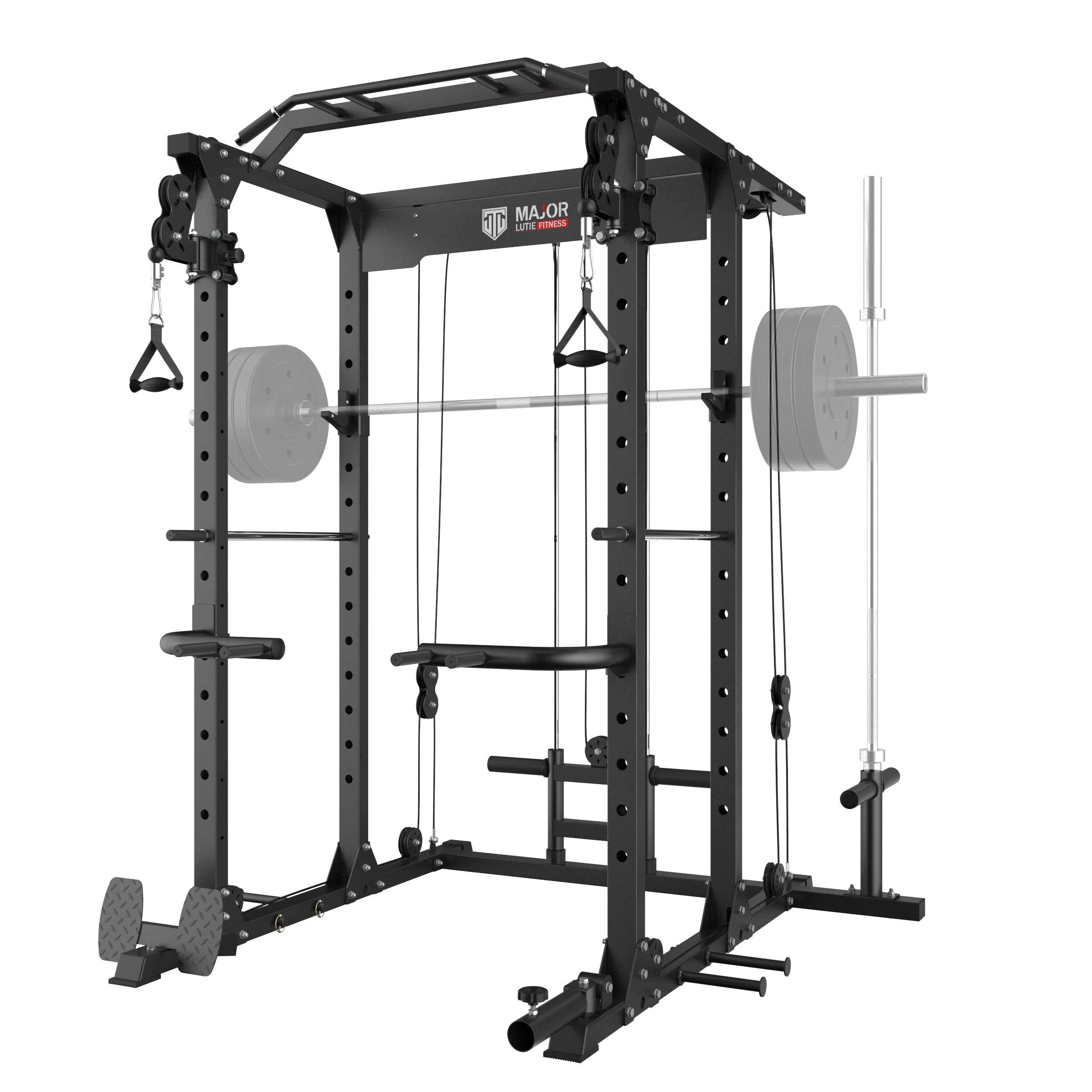 Major Lutie Power Cage, Plm03 1400 Lbs Multi-Function Power Rack With Adjustable Cable Crossover System And More Exercise Machin