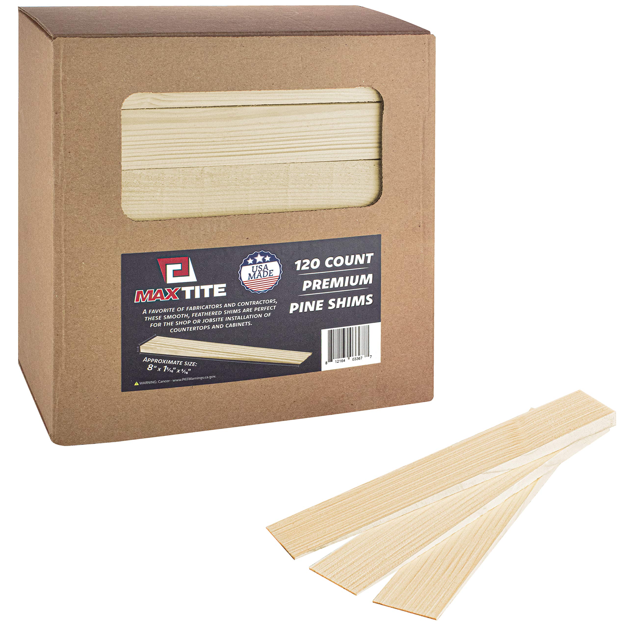 Maxtite Pine Wood Shims, Professional Contractor Grade (Box Of 120)