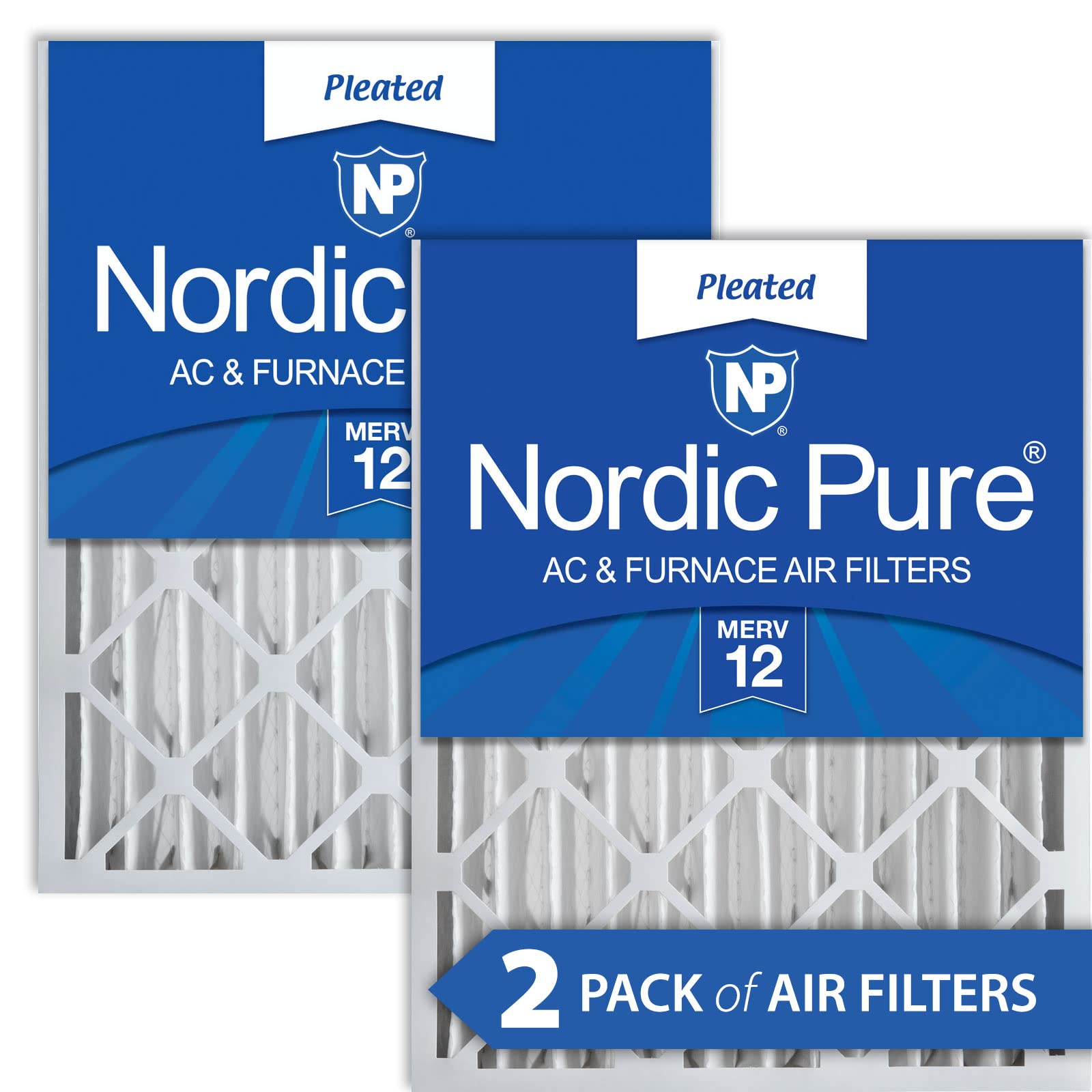 Nordic Pure 20X25X4 Merv 12 Pleated Ac Furnace Air Filters 2 Pack