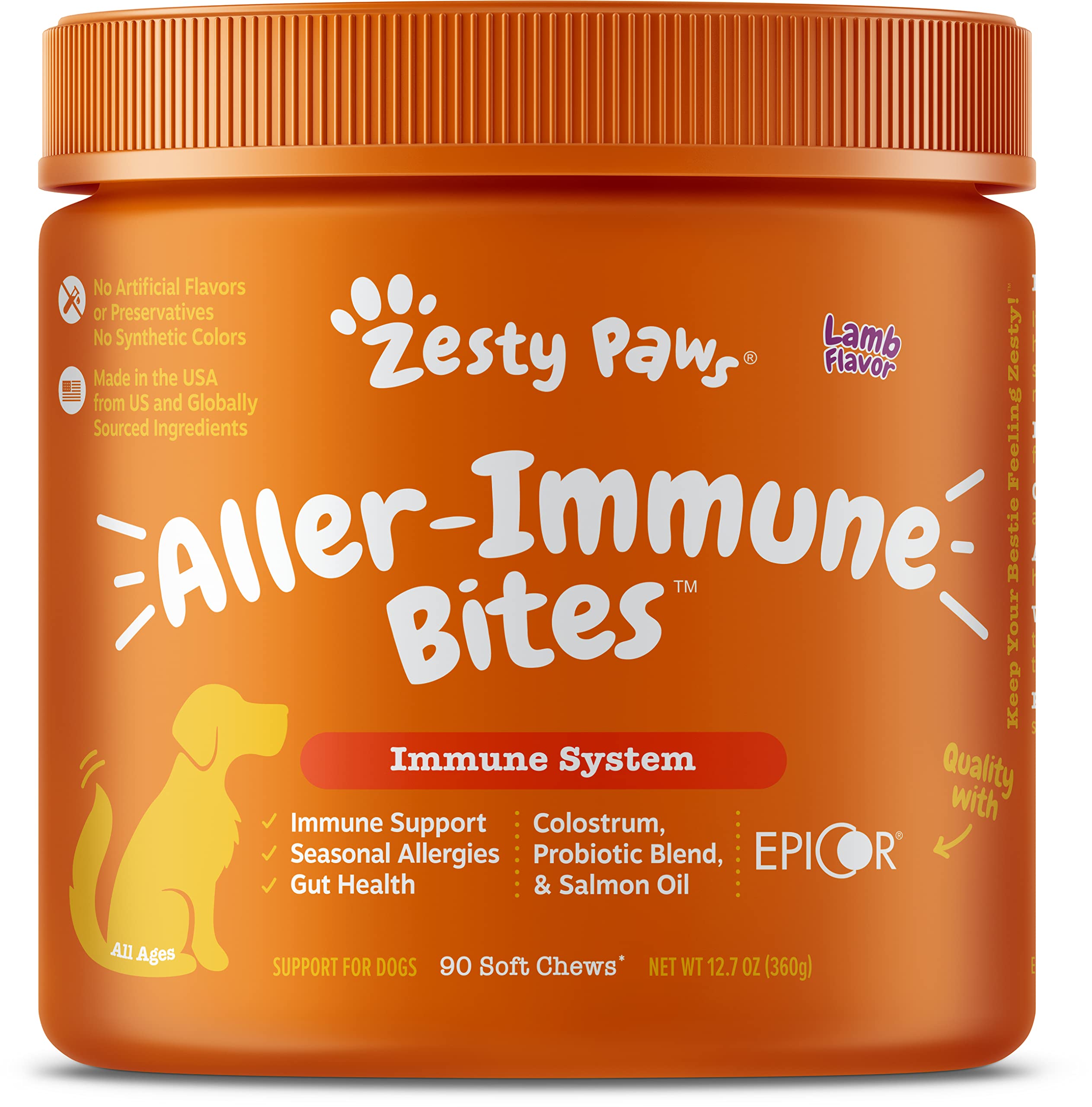 Zesty Paws Dog Allergy Relief - Anti Itch Supplement - Omega 3 Probiotics for Dogs - Salmon Oil Digestive Health - Soft Chews fo
