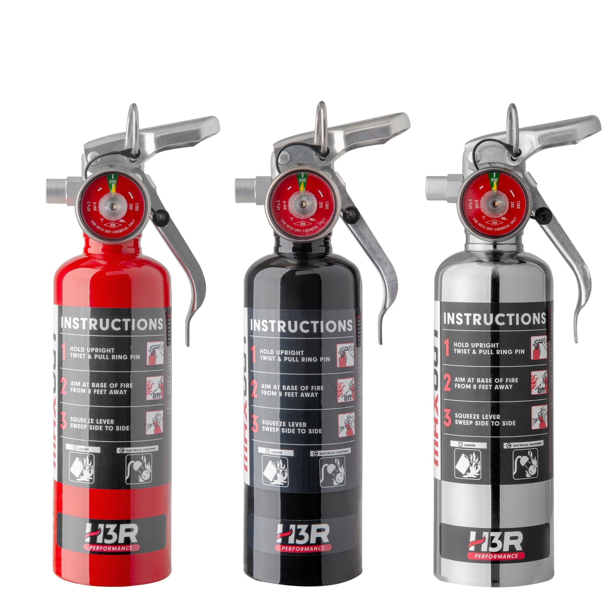 H & R Performance H3R Performance Maxout Dry Chemical Car Fire Extinguisher - 1.0 Lb. Chrome(Mx100C)