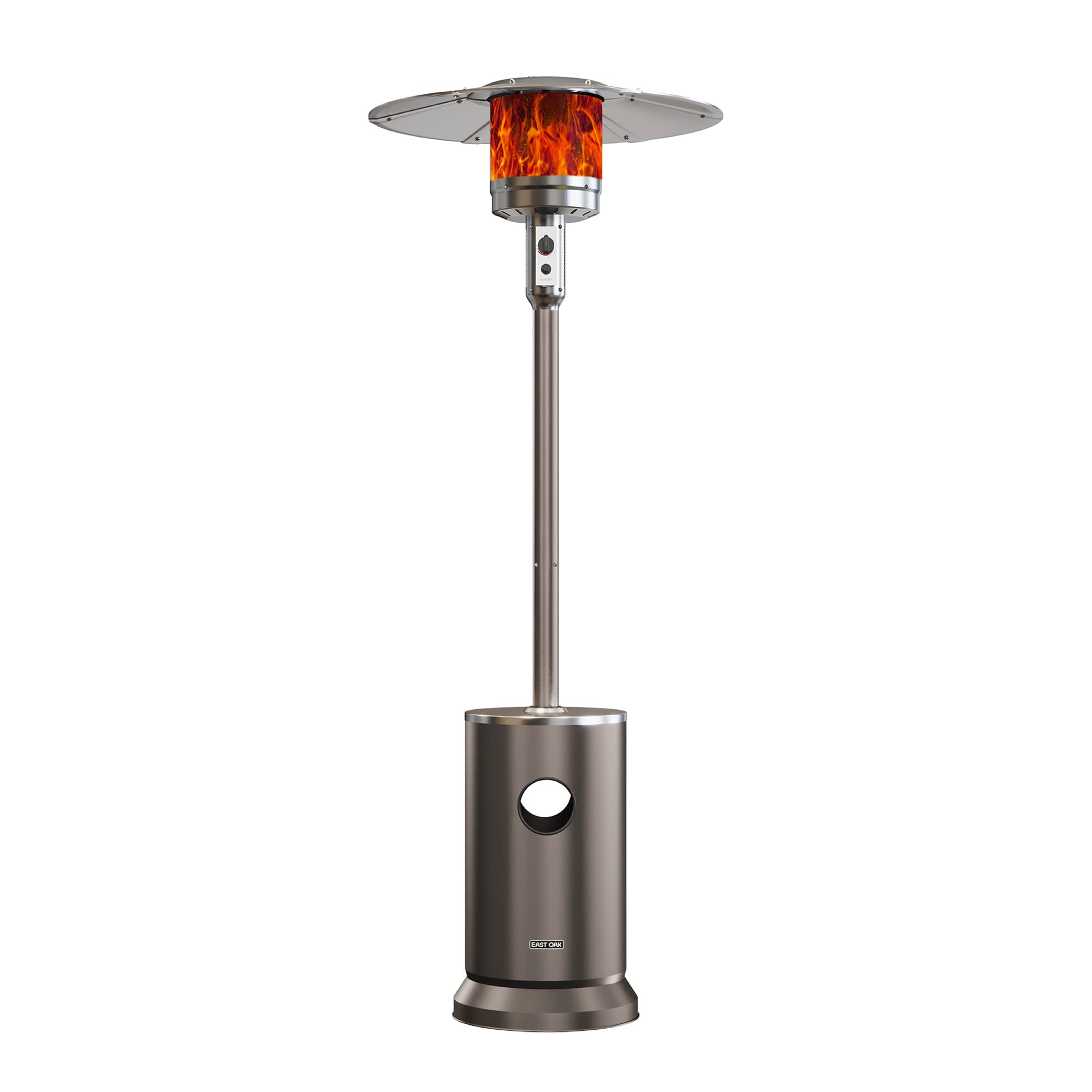 East Oak Patio Heater, East Oak 50,000 Btu Outdoor Patio Heater With Table Design, Stainless Steel Burner, Triple Protection System, Whee