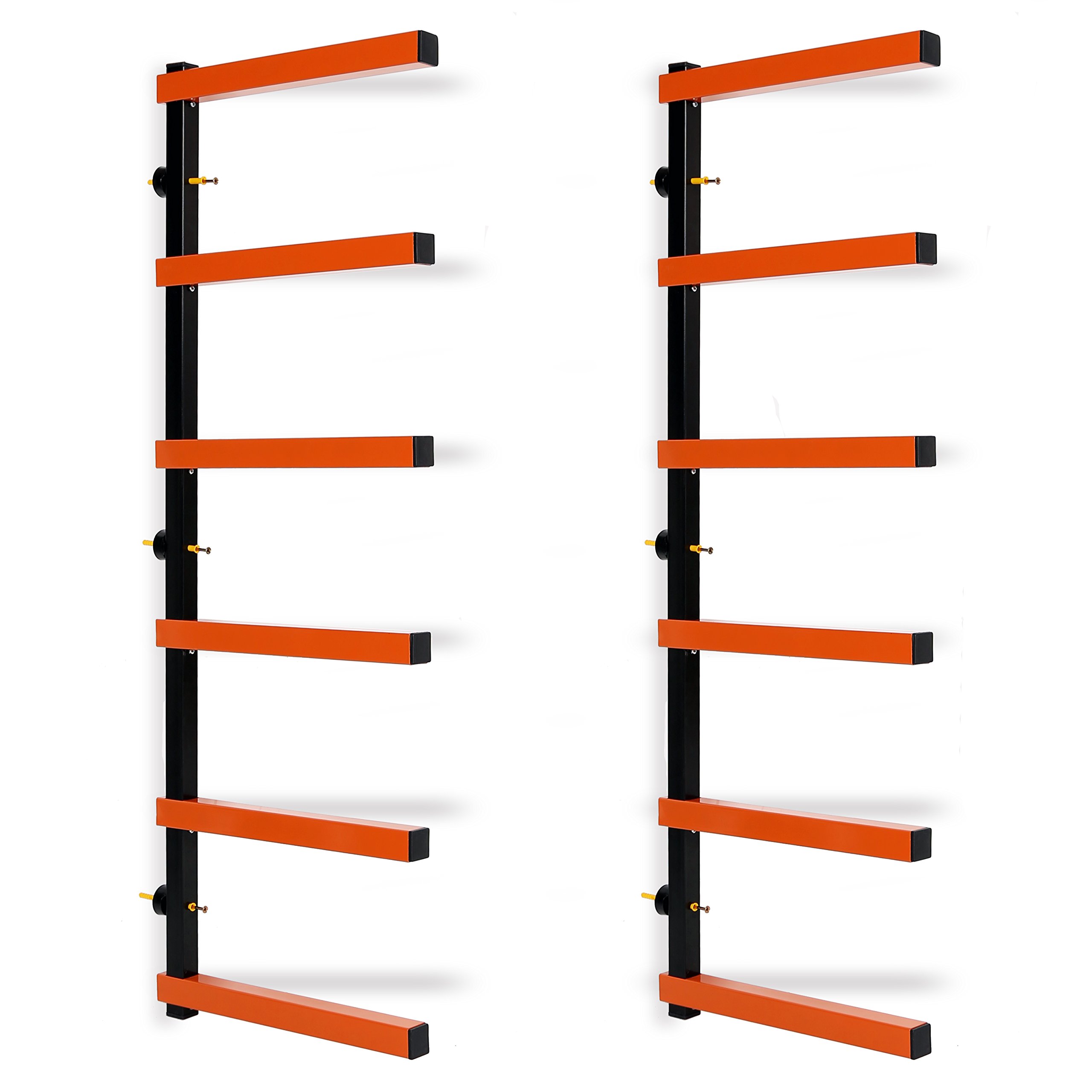 7BLACKSMITHS Six-Level 600 Lb Capacity Lumber Storage Rack Wall-Mounted Both Indoor And Outdoor Use Wood Organizer Rack