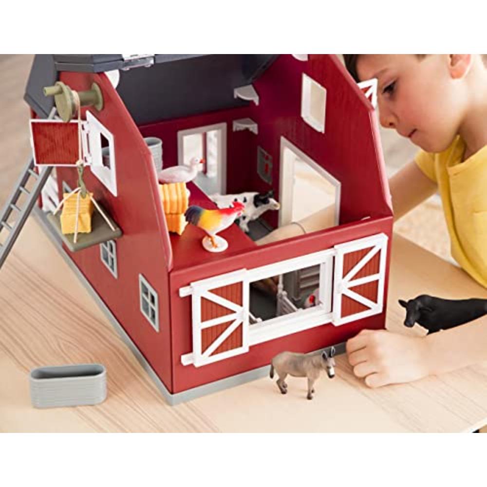Terra by Battat – Wooden Animal Barn – Toy Barn Farm Toys Playset for Kids 3+ (20 pc)