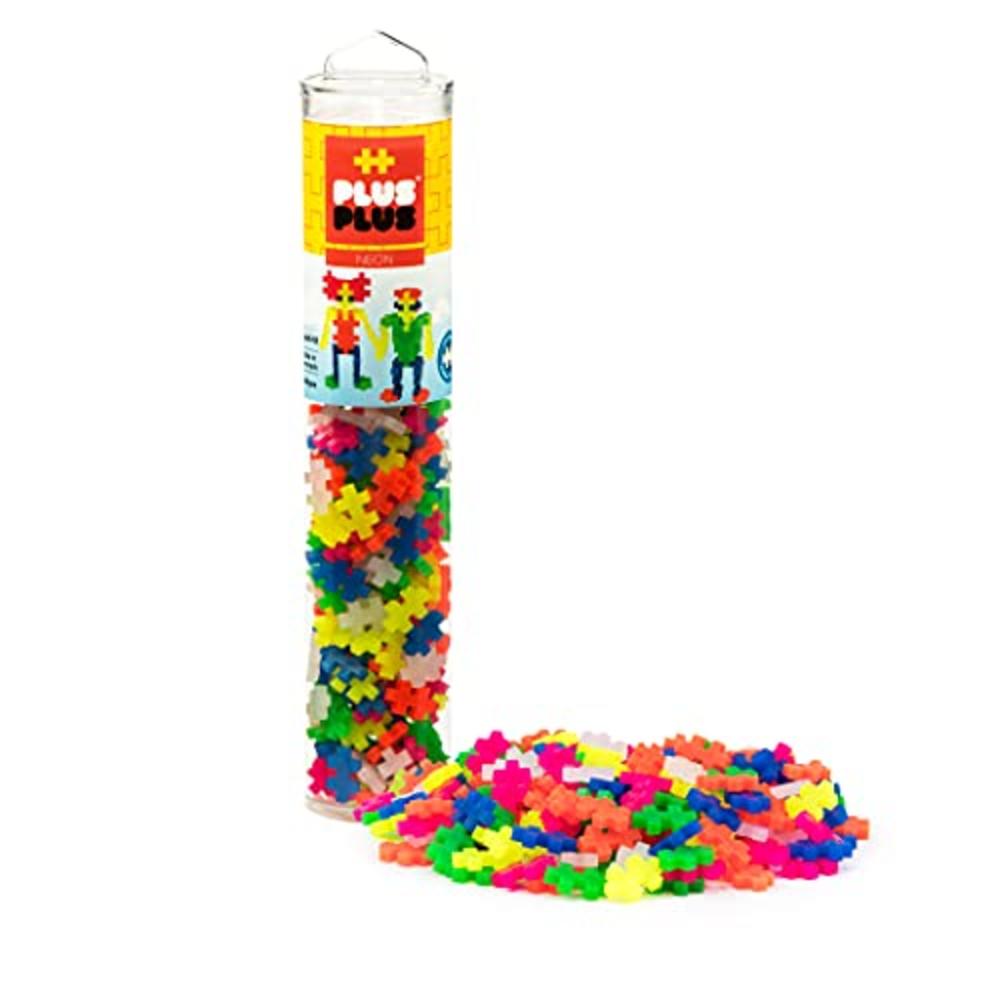 PLUS PLUS – Open Play Tube – 240 Piece Neon Color Mix – Construction Building Stem | Steam Toy, Interlocking Mini Puzzle Blocks 