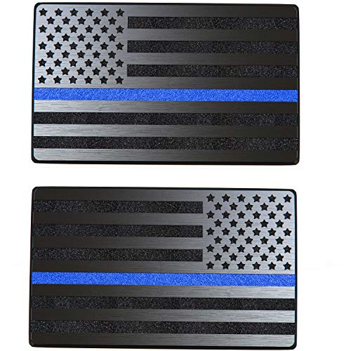 MULL USA Flag Magnet Reflective Decals for cars Trucks 2pcs Forward and Reverse Set (5x3, Black & Blue line)