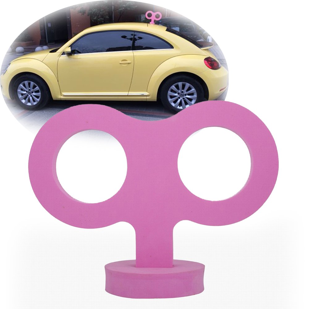 COGEEK 3D car Wind Up Key, cute clockwork Wind Up Key for Back of car Roof Decoration (Pink)