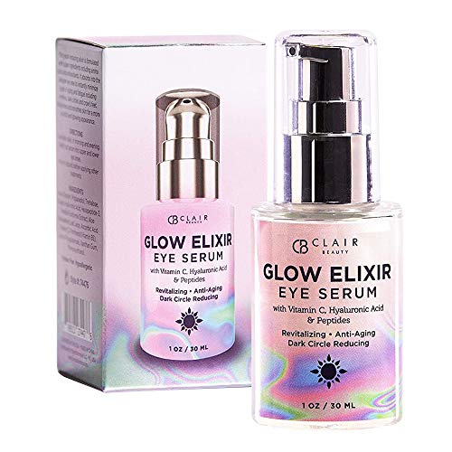Azure Cosmetics Glow Elixir Eye Serum With Vitamin C, Hyaluronic Acid & Peptides - Revitalizing, Moisturizing & Anti Aging | Reduce Wrinkles, Fi