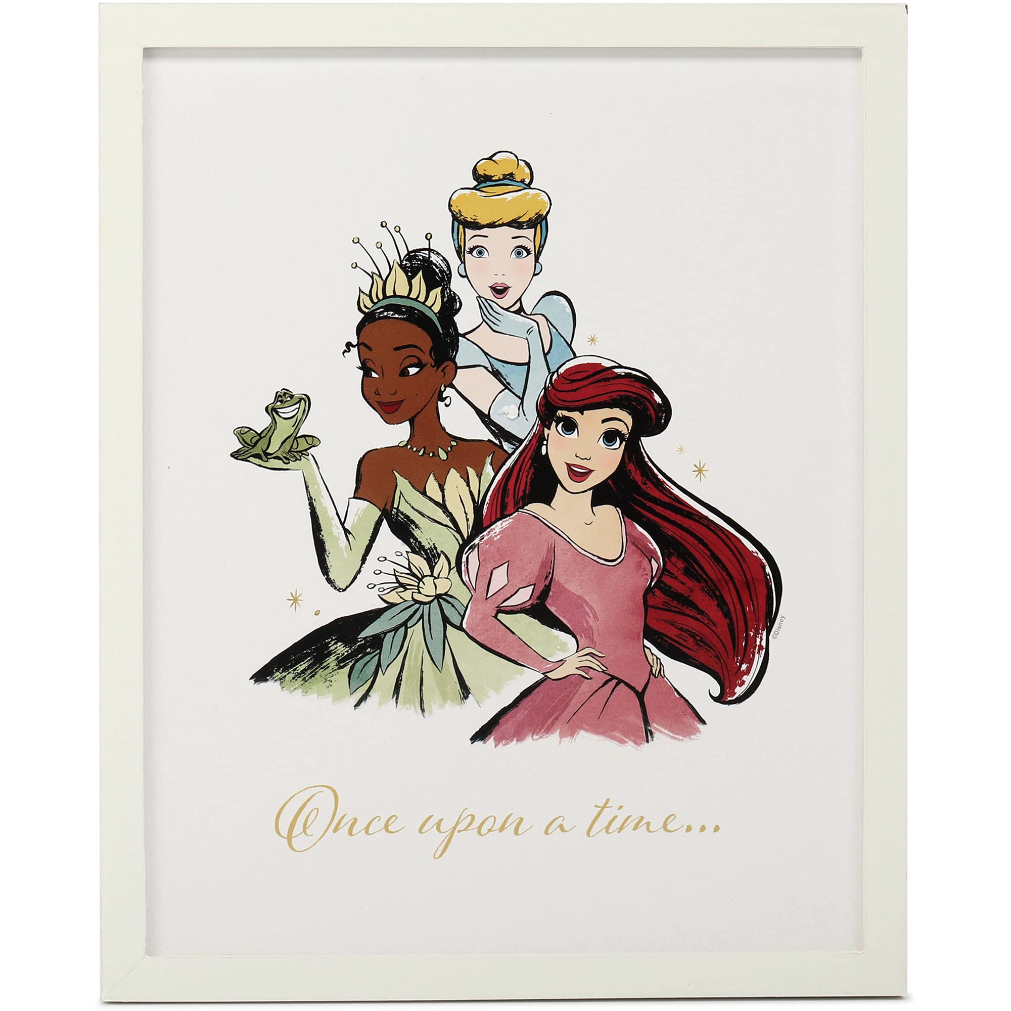Open Road Brands Disney Princess Once Upon a Time Framed Wood Wall Decor - Disney Princess Picture for Home Decorating