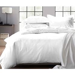California Design De Pure White Duvet cover King - 400 Thread count 100% cotton, 3 Piece Sateen Weave Bedding Set, Soft Luxury comforter cover and Tw