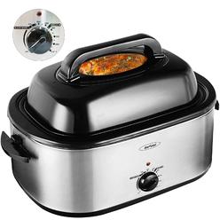 HEYNEMO Roaster Oven, 24Qt Electric Roaster Oven, Turkey Roaster Oven Buffet with Self-Basting Lid, Removable Pan, cool-Touch Handles, 1
