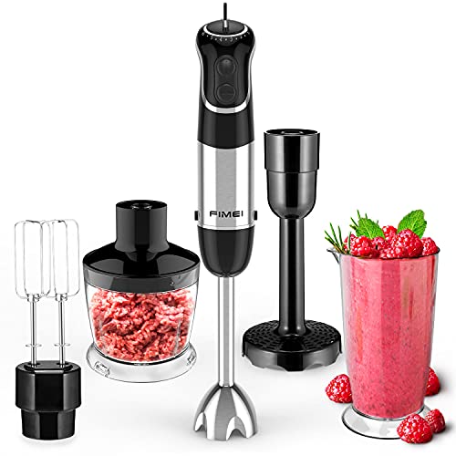 Fimei Hand Blender, Electric Hand Mixer [360-Degree Installation], 5-In-1 Immersion Blender With Whisk, 500Ml Food Chopper, 700M