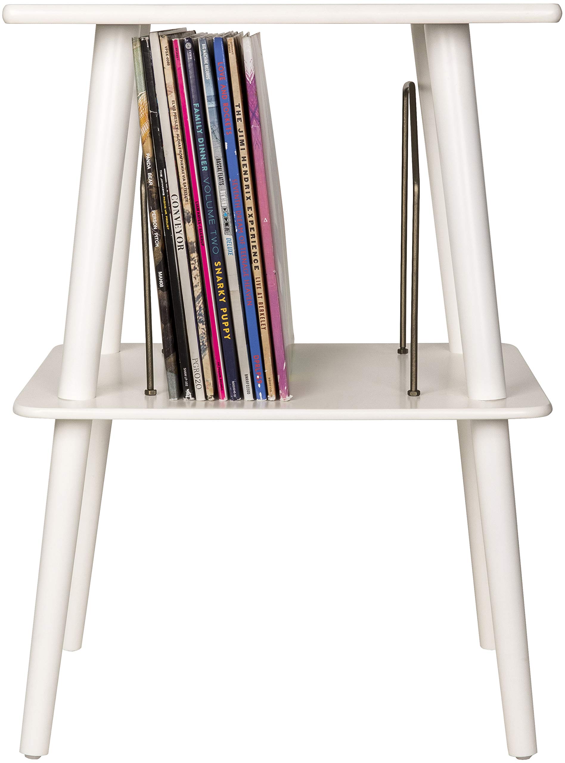 crosley ST66-WH Manchester Turntable Stand with Wire Record Storage, White