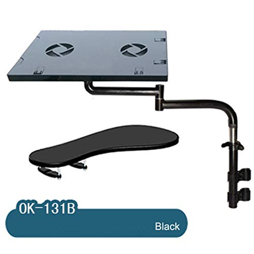 sunter98 OK131 Full Motion Multifunctional Bow chair clamping KeyboardMouse Pad Support Laptop Desk Holder Lapdesk (Black)