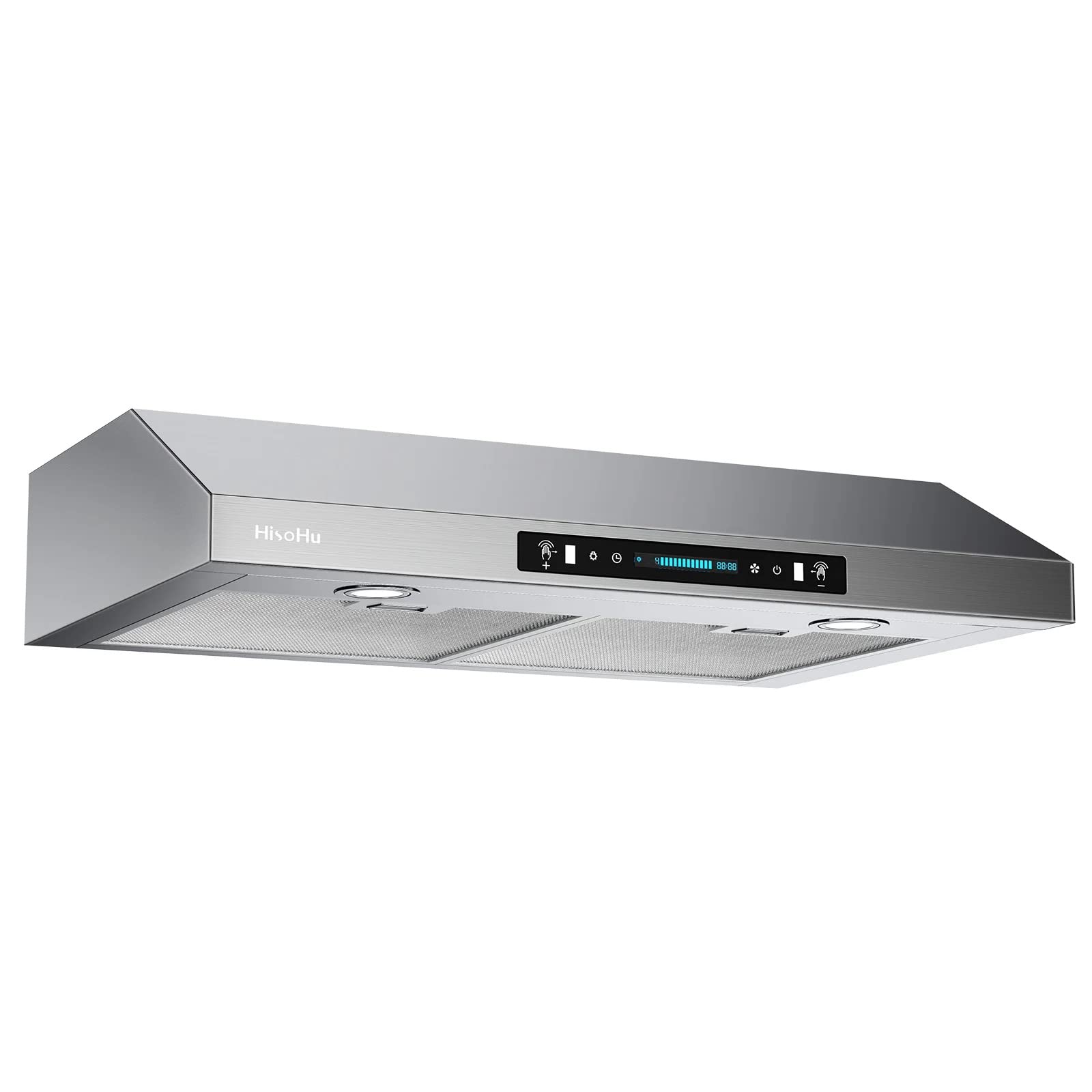 HisoHu 30 Inch Under cabinet Range Hood with 900-cFM, 4 Speed gesture Sensing&Touch control Panel, Stainless Steel Kitchen Vent