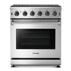 Thor Kitchen 30 Freestanding Pro-Style gas Range with 4.55 cu.ft. convection Oven in Stainless Steel, 5 Burners,cast Iron Revers