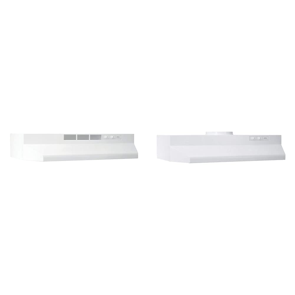 Broan-NuTone 413001 Non-Ducted Ductless Range Hood 30-Inch, White & 423001 30-inch Under-cabinet Range Hood with 2-Speed Exhaust